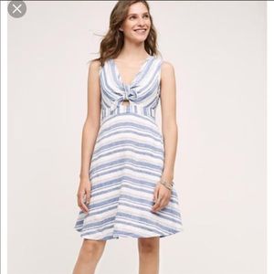 Anthropologie Maeve Bon Vivant Linen Striped Dress ⭐️